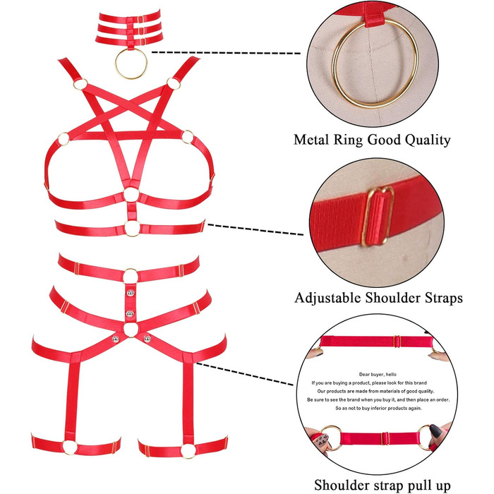 Жіночий корсет-нагрудник PETMHS у стилі панк, повна сітка, мереживний бюстгальтер та пояс-стрінг, комплект Harajuku Gothic для фестивалів та рейвів (червоний)