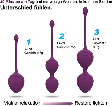 Набір YEVIOR Lust 3er для тренування м'язів тазового дна: 3 масажери, вібратор для жінок з пультом, стимуляція G-точки та клітора, 10 програм, водонепроникний, перезаряджається (фіолетовий)