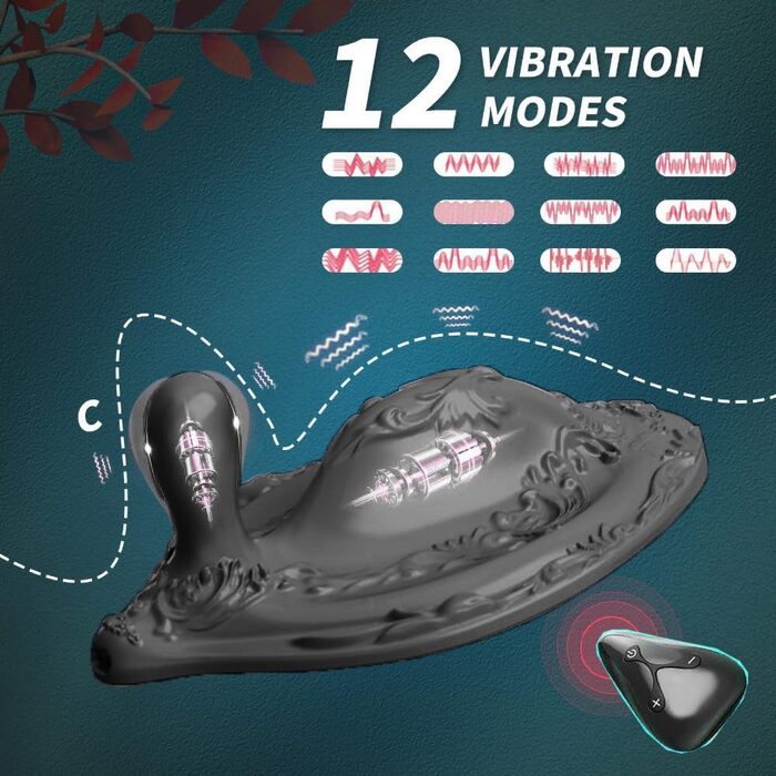 Вібратор OnundOn Erotik Butterfly - стимулятор G-точки для жінок, 12 режимів, чорний