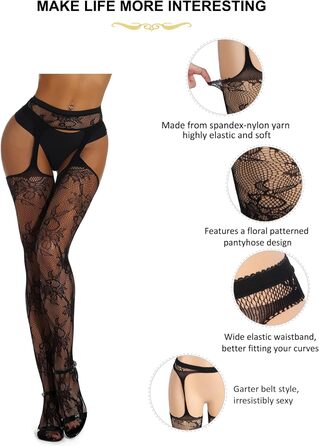 Чорні мереживні панчохи-шкарпетки для жінок, мереживні, мережисті легінси, висока талія, стрінг, чорно-червоні, L-XXL