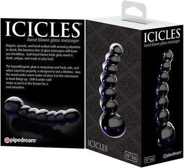 Масажер скляний PIPEDREAM Icicles No 29, блакитний (фіолетовий), ручної витримки