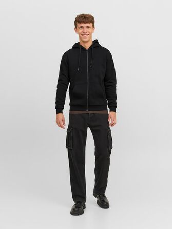Чоловіча толстовка з капюшоном та блискавкою Jack & Jones Zip Hoodie, однотонна, колір Scarab, розмір XS