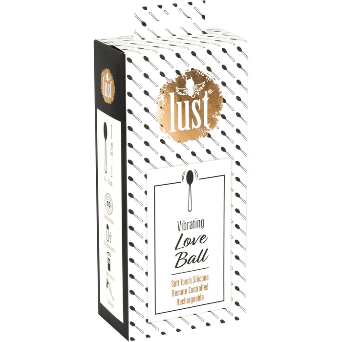 Vibro-яйце LUST Love Ball: 10 режимів вібрації, стимуляція, м'яка поверхня, з петлею, чорний