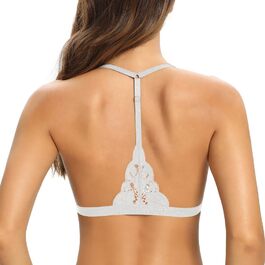 Шекіні: Безкаркашний бюстгальтер без бретелів з застібкою спереду, мереживний бра, трикутник, бюстгальтер з підкладкою, сексуальний топ-кроп, білий, XS