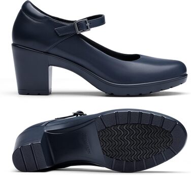 Жіночі туфлі Mary Jane Dream Pairs на низькому стійкому каблуці з ремінцем на щиколотці, темно-сині (Navy Blue), розмір 41 EU