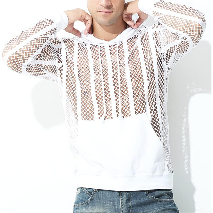 Чоловіча сітчаста сорочка Bollrllr з довгим рукавом, прозора, для вечірок та клубів, комплект з 1 шт.