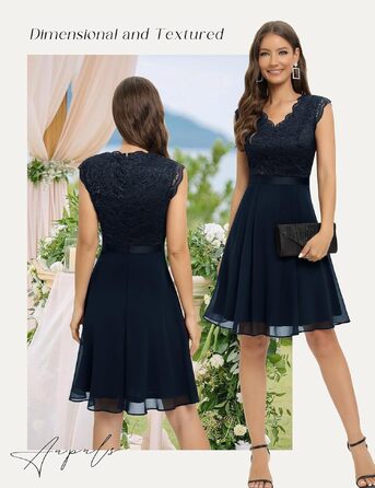 Сукня коктейльна Dressystar Daen для гостей на весілля, довжина міні, темно-синя (L)