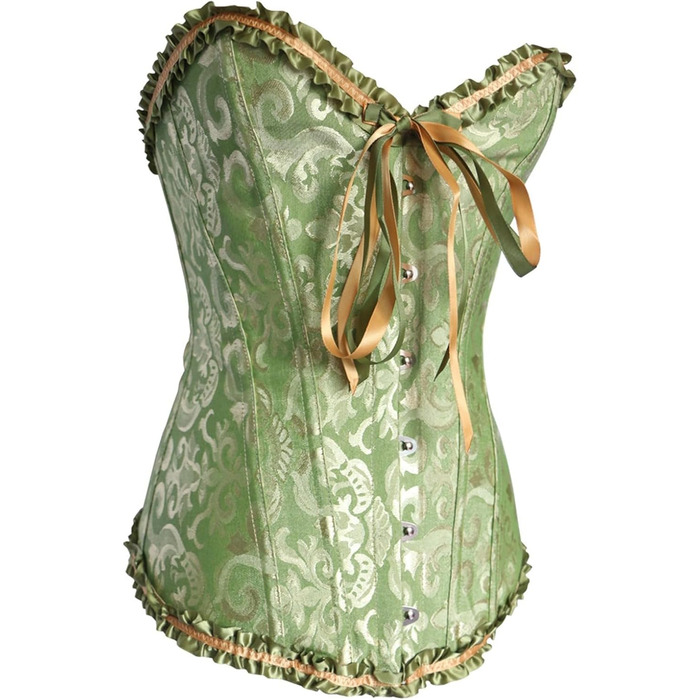 Корсет жіночий корсаж, корсет вінтажний готичний бюстєль, корсет шнурується, повномірний корсет, топ-корсет, 3XL, зелений