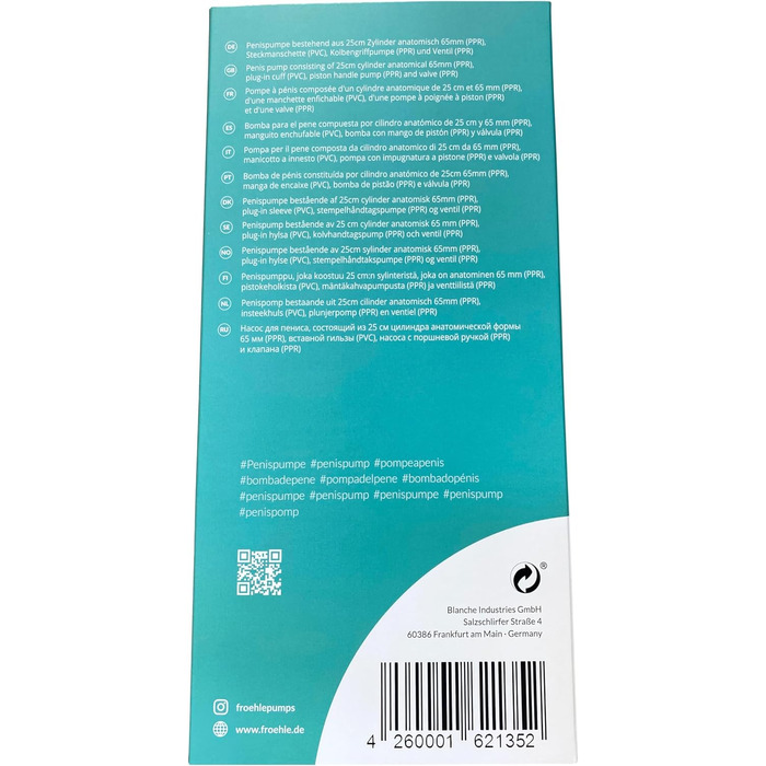 Анатомічна помпа для пеніса FRÖHLE PP025 XXL Professional, прозора (1 шт.)