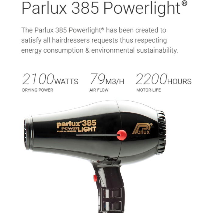 Професійний фен для волосся Parlux Powerlight Black