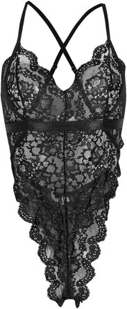 Сексуальна жіноча білизна комплект: боді, нігліж, babydoll. SRZYJ, мереживо, глибокий V-подібний виріз, чорний (A3, L)