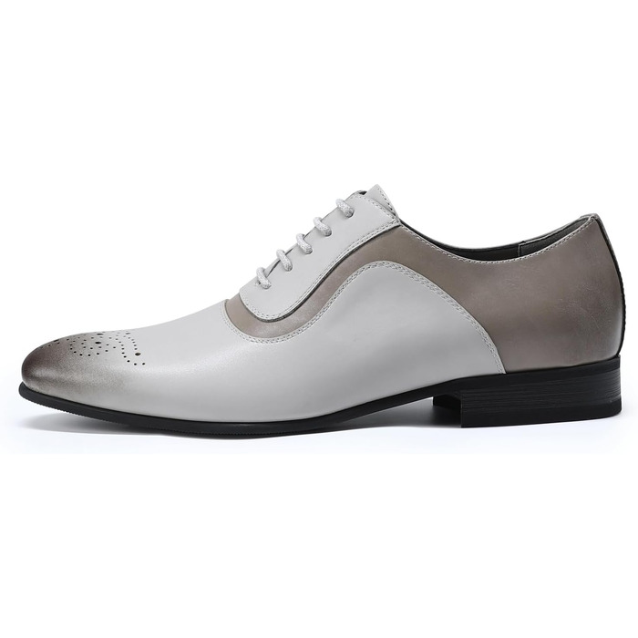 Чоловічі класичні туфлі YFFUSHI Oxford Brogues — ділові шкіряні черевики для офісу та вечірок (сіро-коричневі, 43 EU)