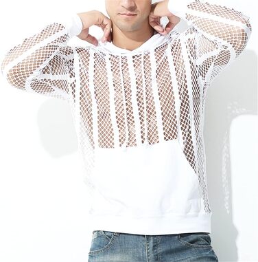 Чоловіча сітчаста сорочка Bollrllr з довгим рукавом, прозора, для вечірок та клубів, комплект з 1 шт.