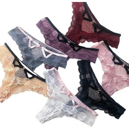 Сексуальна жіноча білизна YUHOOE: 7-ми комплектний набір танга з мережива, низька талія, G-string, кольоровий, L (об'єм стегон 92-98 см)