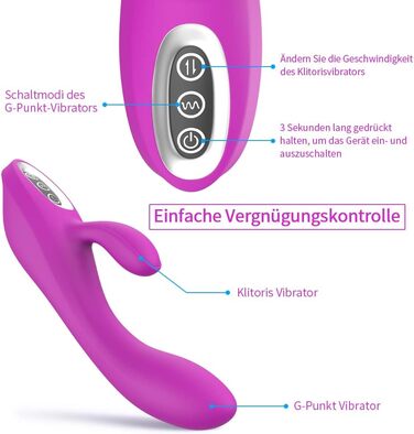 Вібратор для жінок Adorime Silikon Rabbit Vibrator – анальний вібратор, 7 режимів, фіолетовий