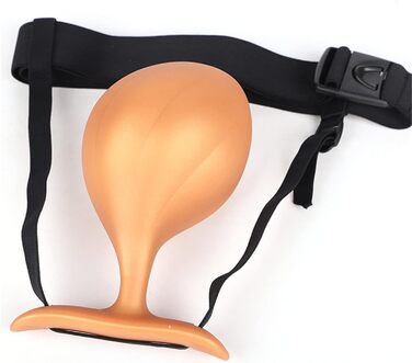 Анальний плагін Jinqian з силікону з металевою кулею, носимий дилда, Buttplug з ханесом, ременем, великі анальні кулі, анальний плагін, дилататор, секс-іграшка для жінок та чоловіків (золото)