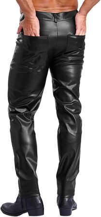 Чоловічі лосини з ефектом мокрого блиску Winying, шкірозамінник, слім-фіт, чорний (3XL)