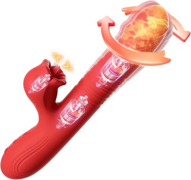 Секс-іграшка SXOVO для жінок 5 в 1, вібруючий масажер з 10 режимами стимуляції, нагріванням та стимуляцією G-точки (червоний)