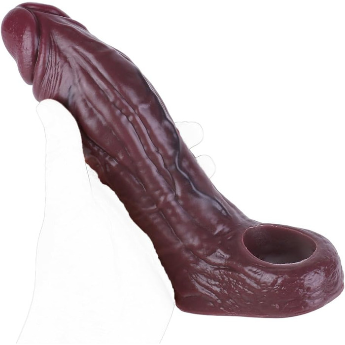 Силіконовий презерватив для чоловіків, подовжувач пеніса з реалістичною структурою, кільцем та венами. Для збільшення та подовження, секс-іграшка.