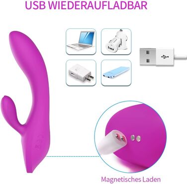 Вібратор для жінок Adorime Silikon Rabbit Vibrator – анальний вібратор, 7 режимів, фіолетовий