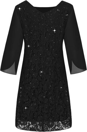 Чорна сукня для вечірнього виходу: коктейльна, з паєтками та мереживом, розмір XXL