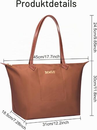 Жіноча сумка-шопер Tote Bag великого розміру, водонепроникна нейлонова сумка на плече з блискавкою, складана сумка для роботи, навчання, покупок та подорожей (Іржаво-коричнева)