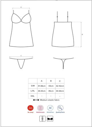 Сексуальний жіночий комплект нижньої білизни Selente Love & Fun: ніжна піжама, стринги та шовкова маска для очей, чорний, S-M, Made in EU