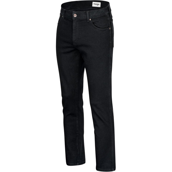 Чоловічі стрейч-джинси Wrangler Texas Regular Fit Authentic Straight, чорні (Black Overdye), з ременем, розмір 34W/32L