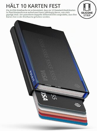 Металевий картхолдер VULKIT з RFID/NFC захистом, чоловільний гаманець для 10 карток (Колір: Вино)
