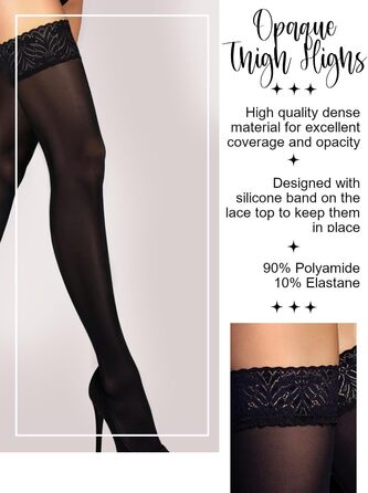 Чарівні мереживні панчохи до стегна для жінок Charm and Attitude, XS-S, чорний, виробництво ЄС