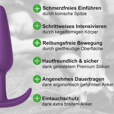 Анальний плагін набір з безпечного силікону, оригінальний набір анальних плагінів для жінок та чоловіків, анальний плагін як іграшка для початківців та досвідчених, анальні плагіни, розширювачі анусу (фіолетовий)