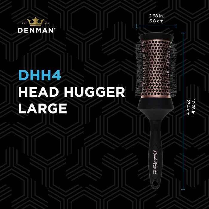 Кругла щітка для волосся Denman Medium Head Huggers DHH4 для об'єму та вирівнювання, рожеве золото та чорний, Large