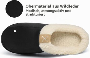 Чоловічі домашні капці з ефектом пам'яті Memory Foam, плюшеві замшеві пантофлі, чорні, розмір 44/45 EU