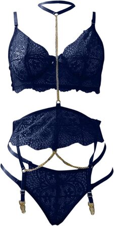 Сексуальний комплект нижньої білизни WILLBEST: мереживний бюстгальтер та труси з ефектним верхом з екошкіри. Комплект нижньої білизни для жінок XXL.