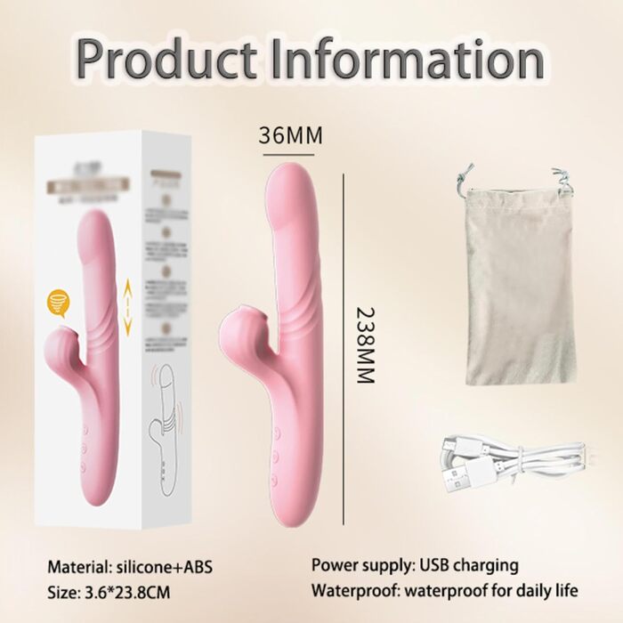 Вібратор Кролик для жінок: стимулятор клітора та G-точки, силікон, 10 режимів, телескопічна функція, рожевий