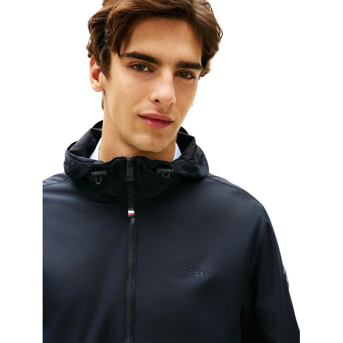 Чоловіча вітрівка Tommy Hilfiger з капюшоном, спортивна куртка (XS, Blue Desert Sky)