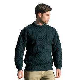 Свитер Aran Crafts ірландський з м'яким плетеним візерунком, круглий виріз, 100% чиста шерсть, S, чорний
