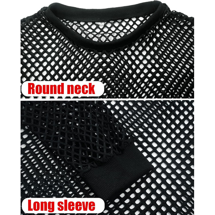 Чоловіча сітка AIEOE: прозора сорочка з довгим рукавом, чорна, розмір M