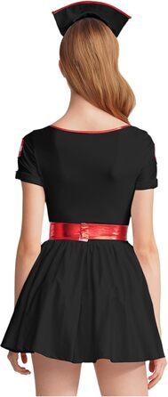 Костюм медсестри Freebily: сексуальний набір для косплею, нічна сорочка, babydoll, білий (3XL, чорний)