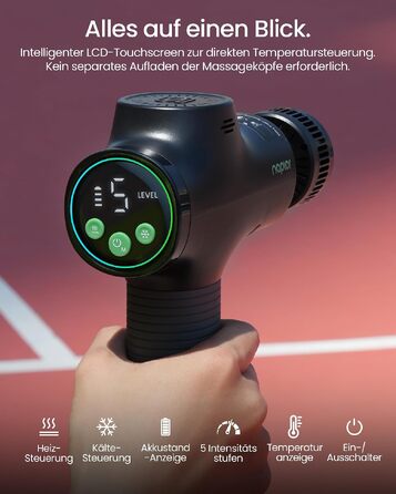 Перкусійний масажер Naplor Massage Gun з функціями підігріву та охолодження для м'язів