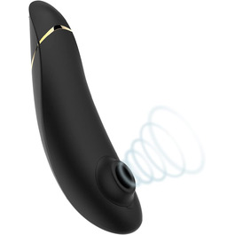 Womanizer Premium - вібратор для клітора з ефектом пульсації | Інтимна іграшка для жінок | Чорний, золотий