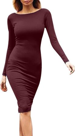 Сукня YMING для жінок: сексуальна, з відкритим спиною, на блискавці, облягаюча, без рукавів, міді (XXL, Бордовий)