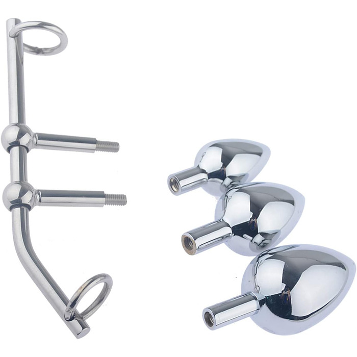 Набір анальних іграшок: металевий анальний дилда, плагін, гачок для стимуляції G-точки та простати. Для чоловіків та жінок (M+L)