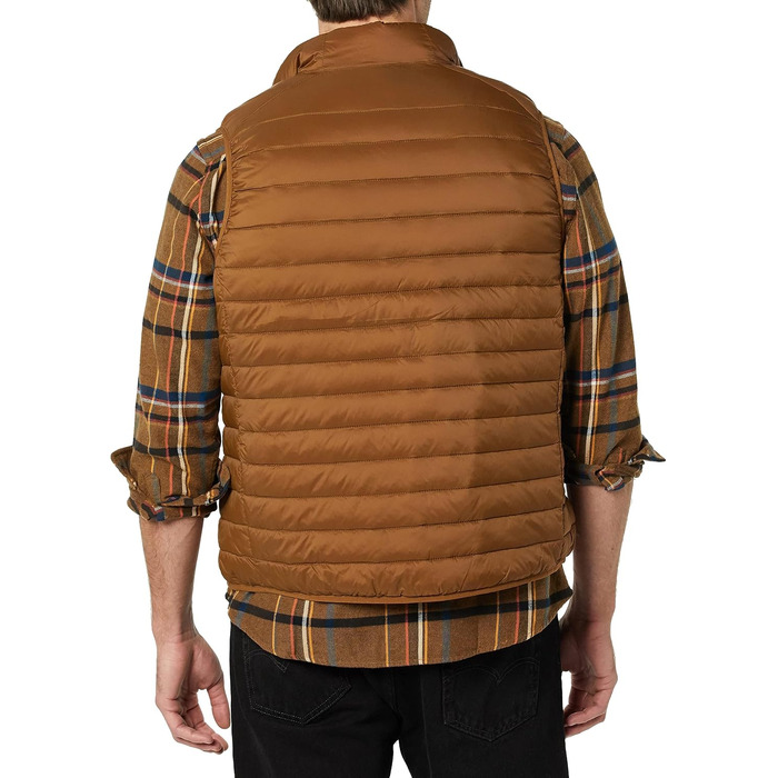 Чоловічий легкий водостійкий жилет-пуховик Amazon Essentials, що складається (XL, світло-коричневий)