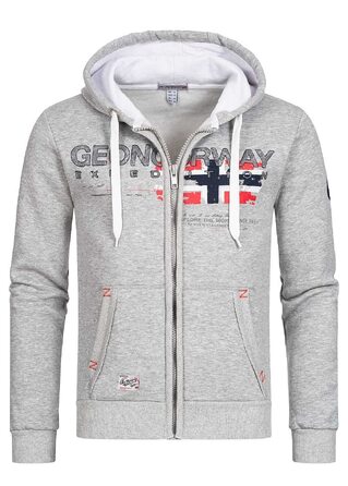Чоловіча толстовка на блискавці Geographical Norway з капюшоном, сіра (розмір S)