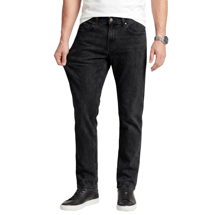 Чоловічі джинси Runcati Slim Fit з бавовни та стрейч, однотонні чорні штани для бізнесу та повсякденного носіння (36W / 32L)