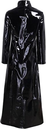 Жіночий тренч з ПВХ шкіри, довгий лаковий плащ, 5XL, чорний