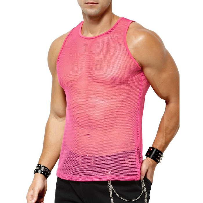 Чоловіча сітчаста майка Casey Herren Netz Tank Top з круглим коміром, Cubwear (L, рожевий A3)