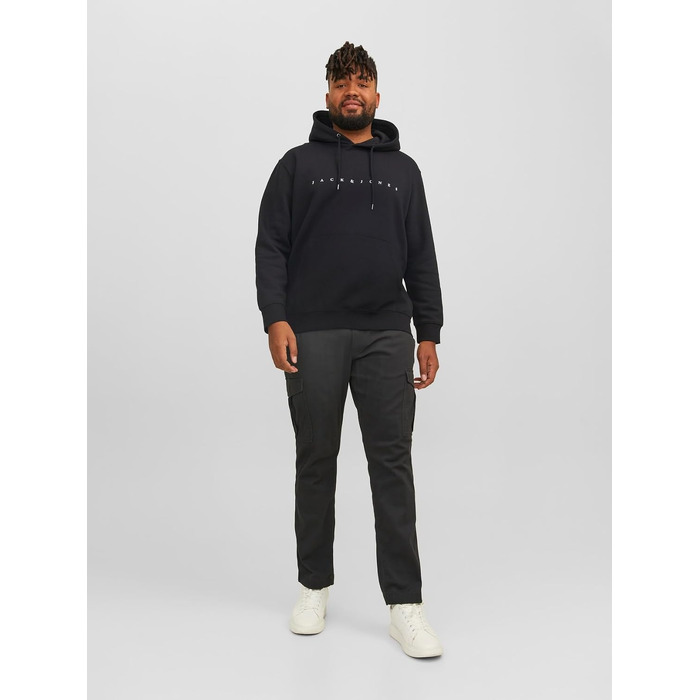Чоловічий худі Jack & Jones JJESTAR JJ Sweat Hood — розслаблена посадка (Relaxed Fit), чорний, розмір 3XL
