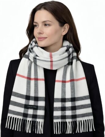 Унісекс шарф у клітинку KARMA.DIEM London Style, м'який зимовий шарф для жінок та чоловіків, білий, 35x170 см